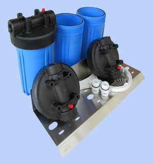 Triple 10 inch Big Blue / Jumbo Housings, 1 inch (25mm) Ports